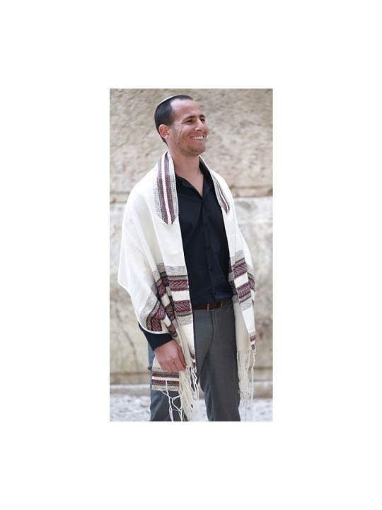 יצירת אריגה בעבודת יד טלית נצק... | יצירת אריגה טלית